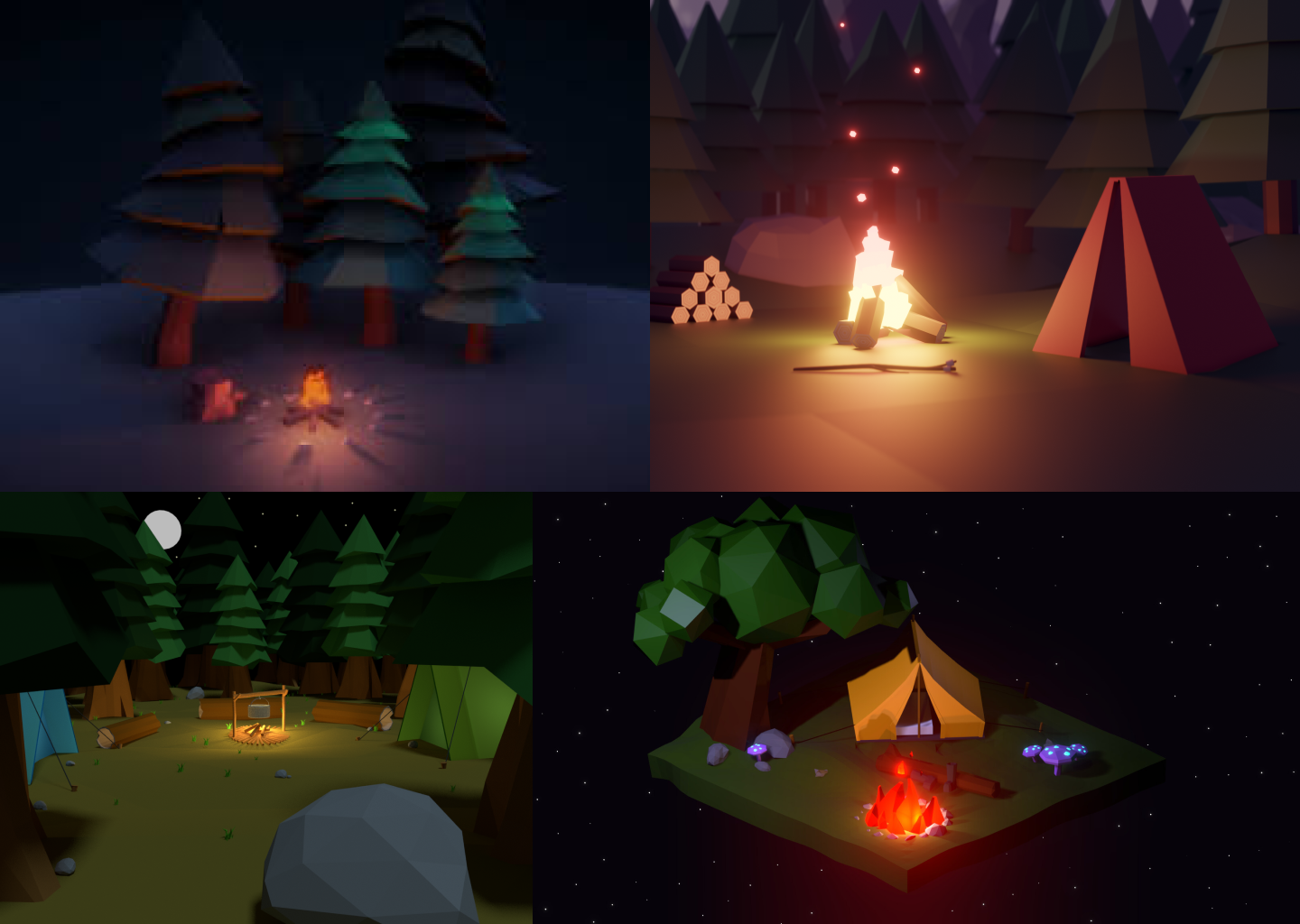 Campfire and forest moodboard.