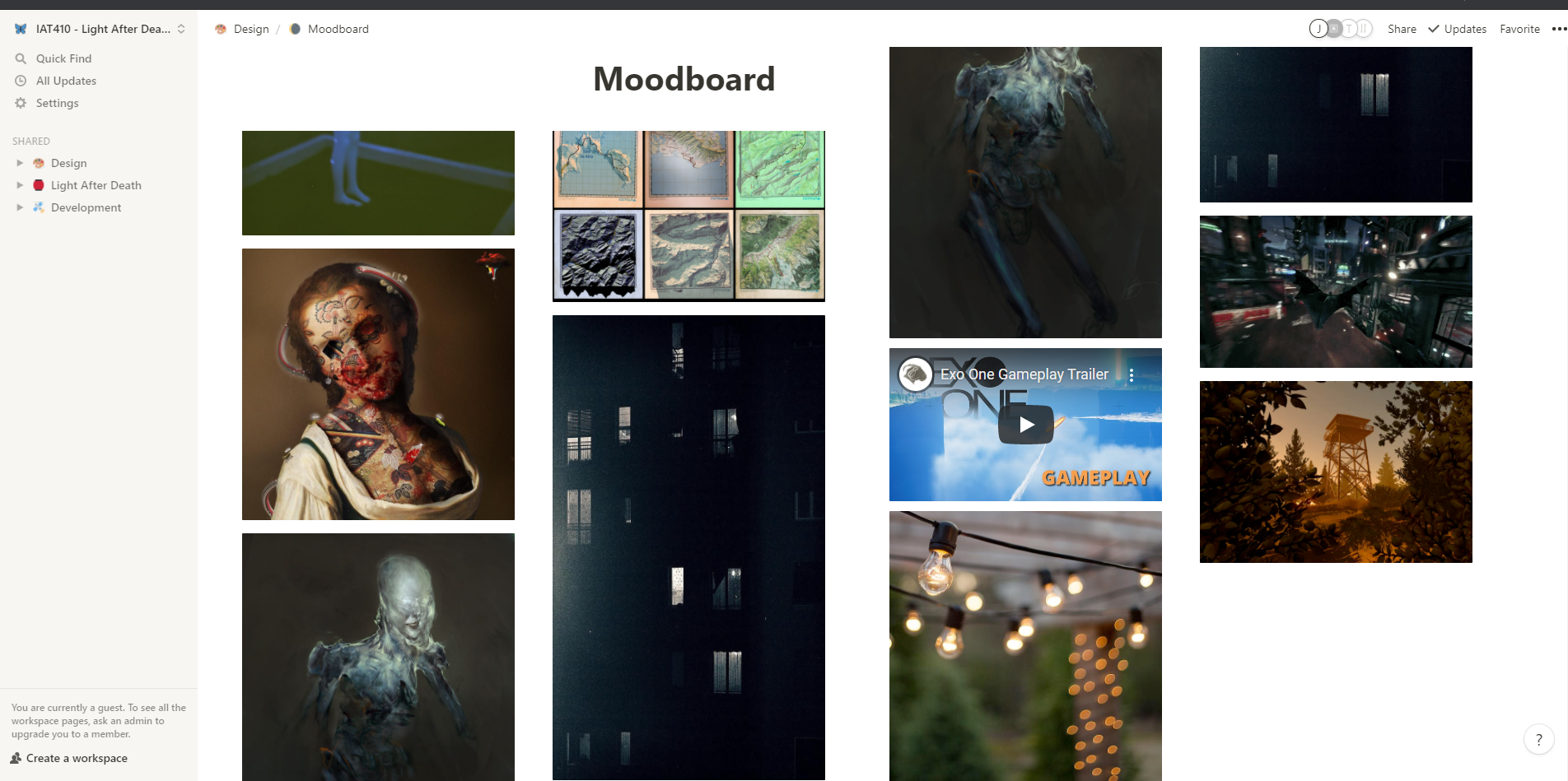 Our week 2 notion moodboard.